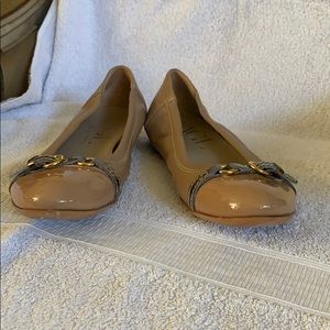 Beige leather AGL flats
